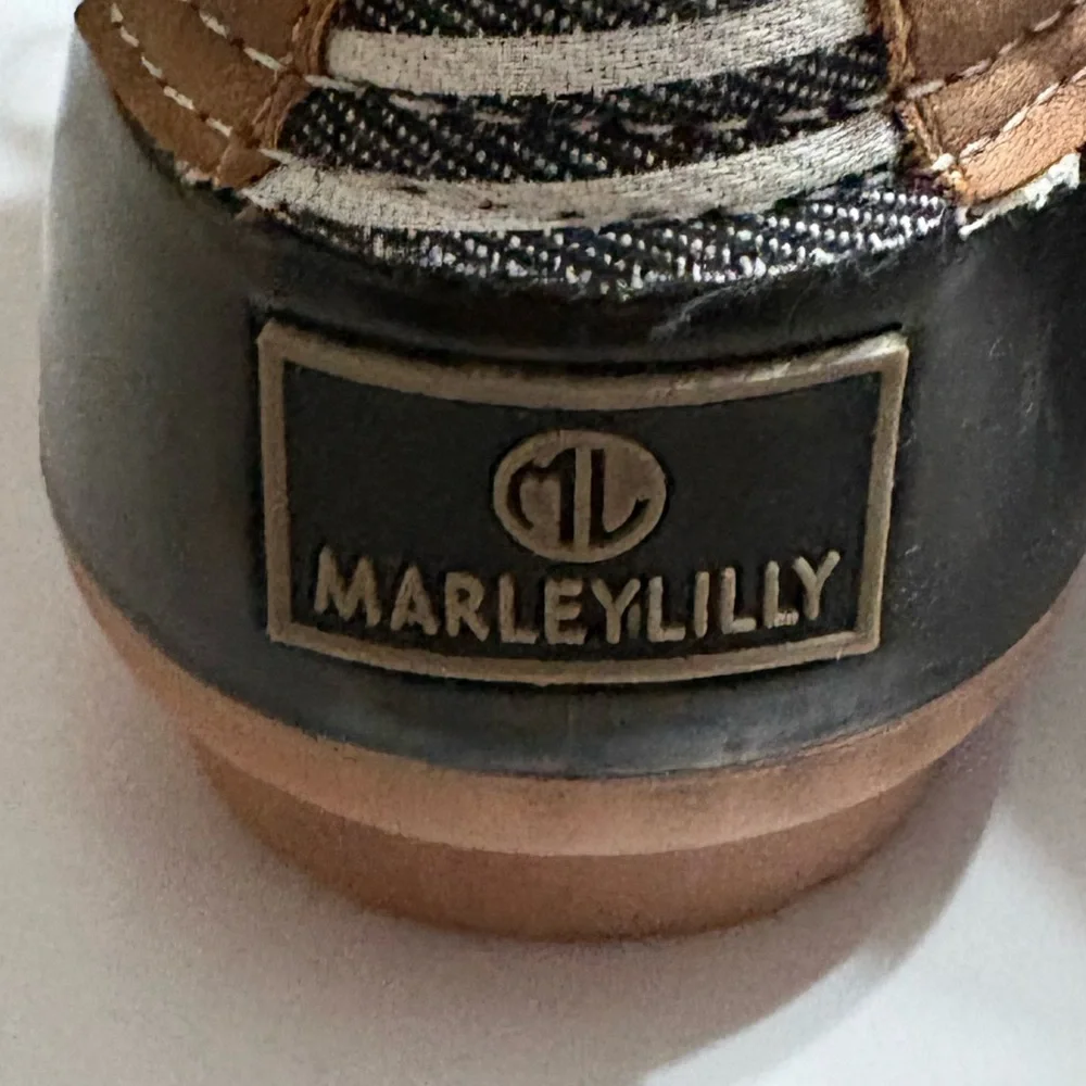 Marleylilly Womens SZ 8 black white striped duck boots mud rain boots waterproof